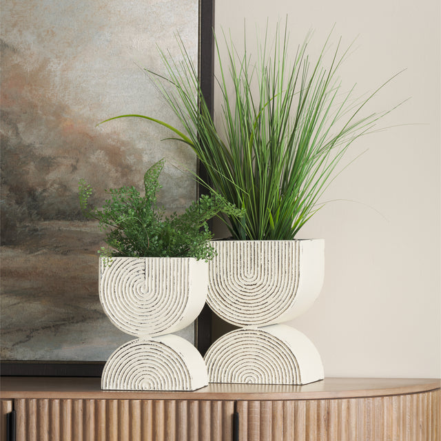 Medina Off-White/Gold Tall Metal Planters (Set of 2)