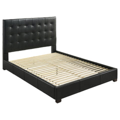 Medley Black Genuine Leather Queen Panel Platform Bed - Ornate Home
