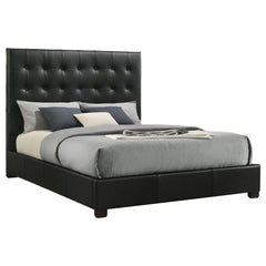 Medley Black Genuine Leather Queen Panel Platform Bed - Ornate Home