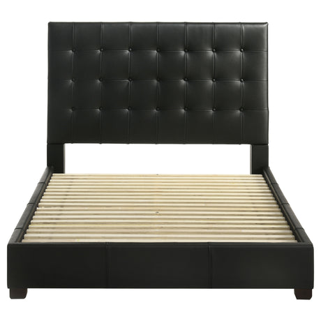 Medley Black Genuine Leather Queen Panel Platform Bed - Ornate Home