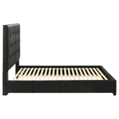 Medley Black Genuine Leather Queen Panel Platform Bed - Ornate Home