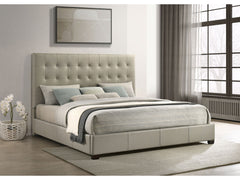 Medley Tan Genuine Leather Eastern King Platform Bed - Ornate Home