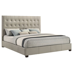 Medley Tan Genuine Leather Eastern King Platform Bed - Ornate Home