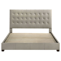 Medley Tan Genuine Leather Eastern King Platform Bed - Ornate Home