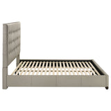 Medley Tan Genuine Leather Eastern King Platform Bed - Ornate Home