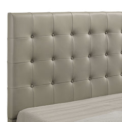 Medley Tan Genuine Leather Eastern King Platform Bed - Ornate Home
