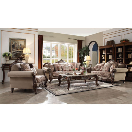 Mehadi Sofa with 8 Pillows in Walnut 50690 - Ornate Home