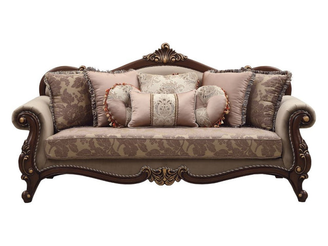 Mehadi Sofa with 8 Pillows in Walnut 50690 - Ornate Home