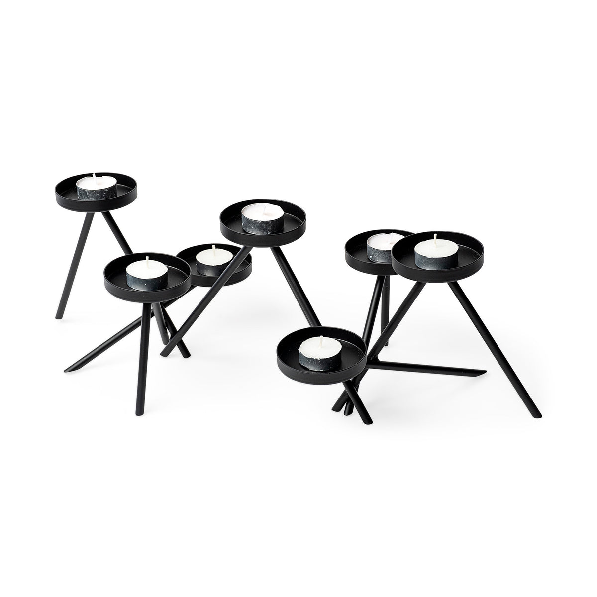 Meira Black Metal Seven Votive Table Candle Holder - Ornate Home