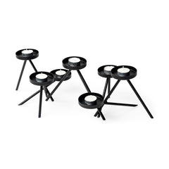Meira Black Metal Seven Votive Table Candle Holder - Ornate Home