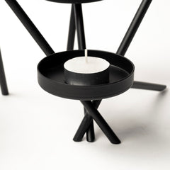 Meira Black Metal Seven Votive Table Candle Holder - Ornate Home