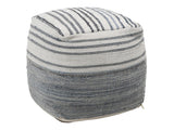 Meira Denim Blue/White Pouf - Ornate Home
