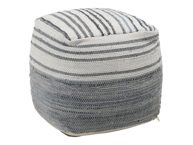 Meira Denim Blue/White Pouf - Ornate Home
