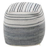 Meira Denim Blue/White Pouf - Ornate Home