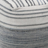 Meira Denim Blue/White Pouf - Ornate Home