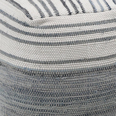 Meira Denim Blue/White Pouf - Ornate Home