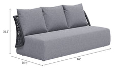Mekan Gray Outdoor Sofa - Ornate Home