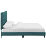 Melanie Teal Tufted Button Upholstered Fabric Queen Platform Bed - Ornate Home