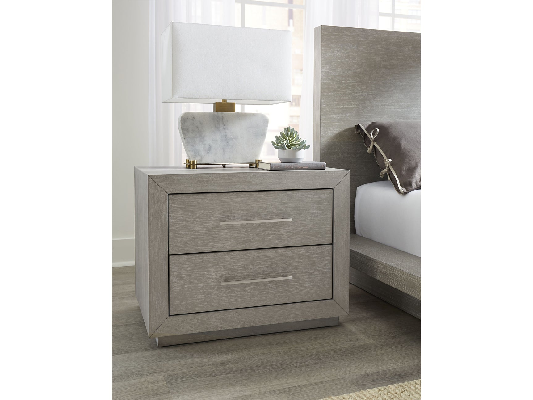 Melbourne Mineral Two Drawer Nightstand with USB - Ornate Home