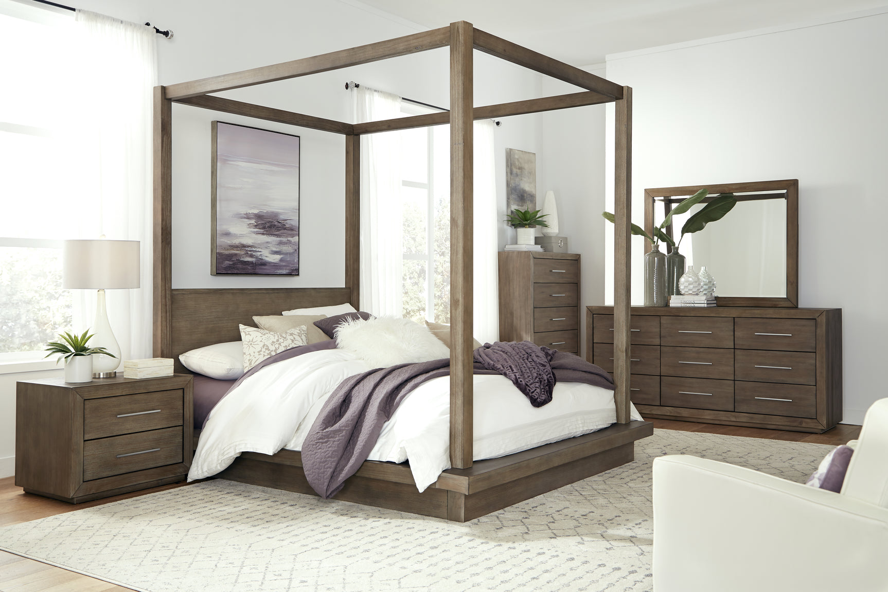 Melbourne Wood Full Canopy Bed in Dark Pine - Ornate Home