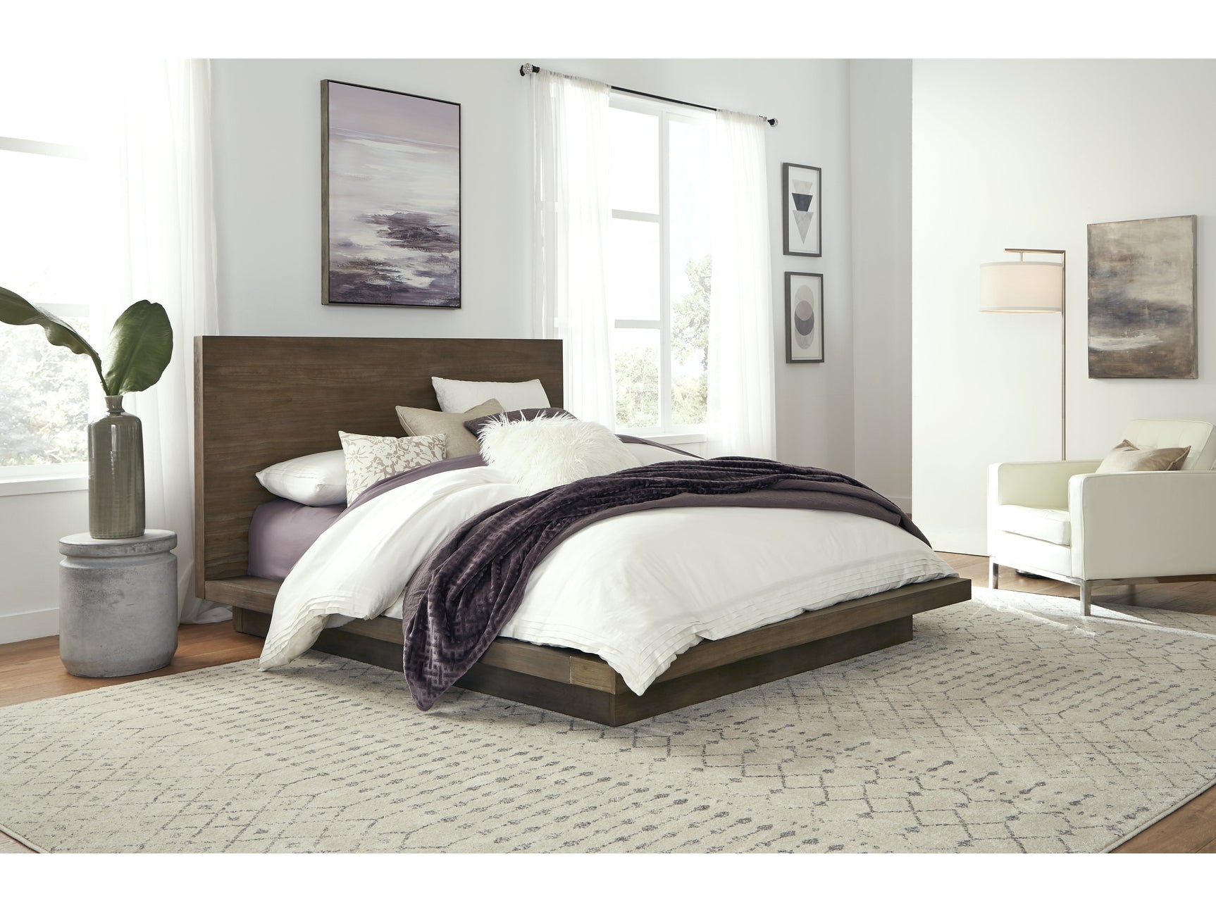 Melbourne Wood Queen Platform Bed in Dark Pine - Ornate Home