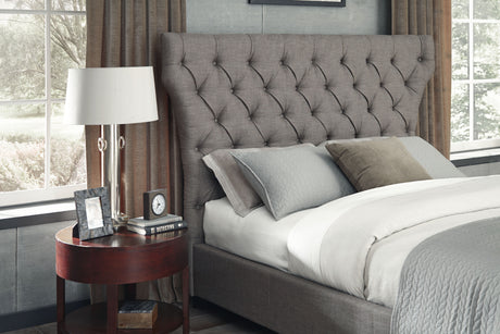 Melina California King Upholstered Footboard Storage Bed in Dolphin Linen - Ornate Home