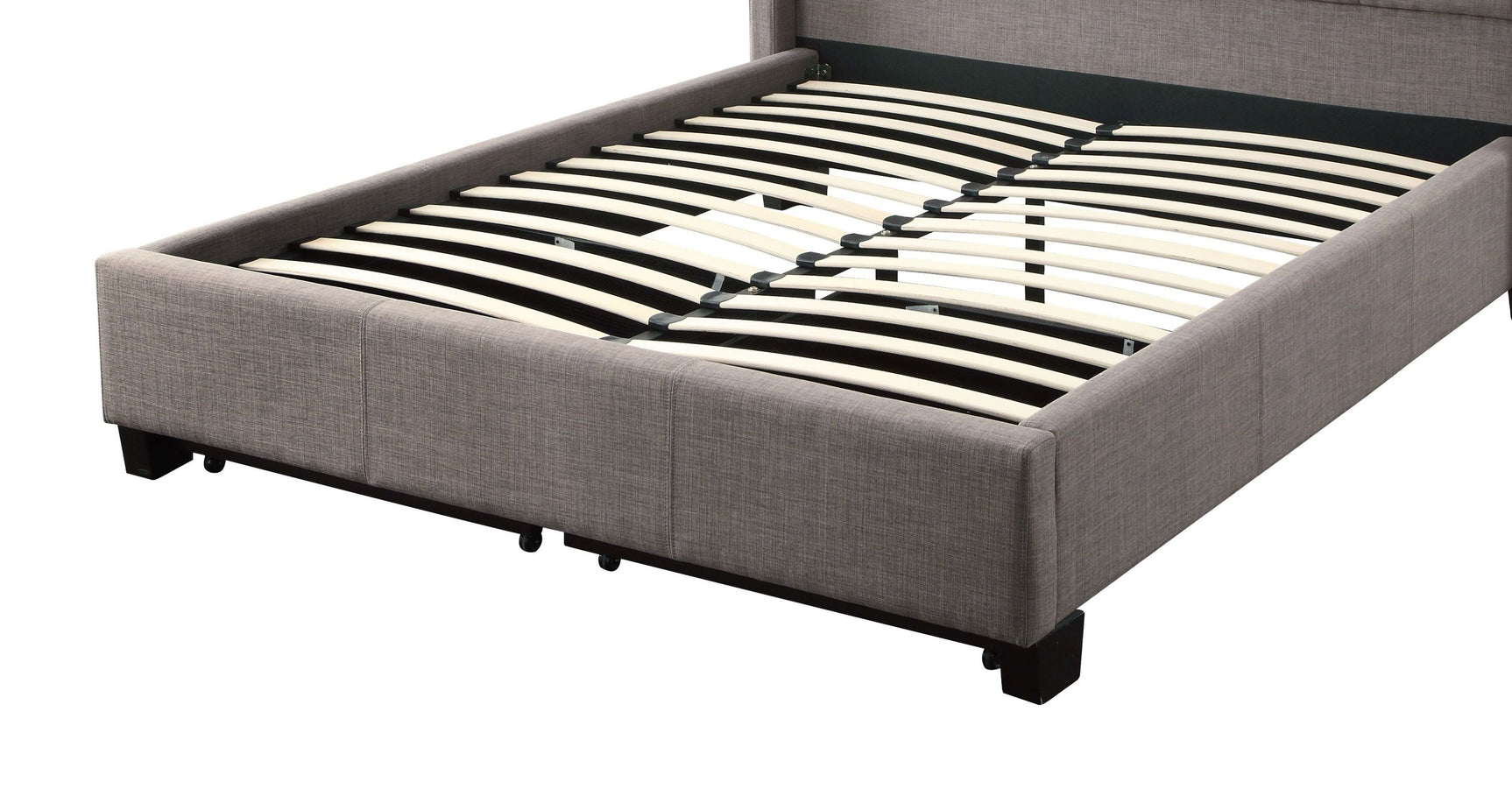 Melina California King Upholstered Footboard Storage Bed in Dolphin Linen - Ornate Home