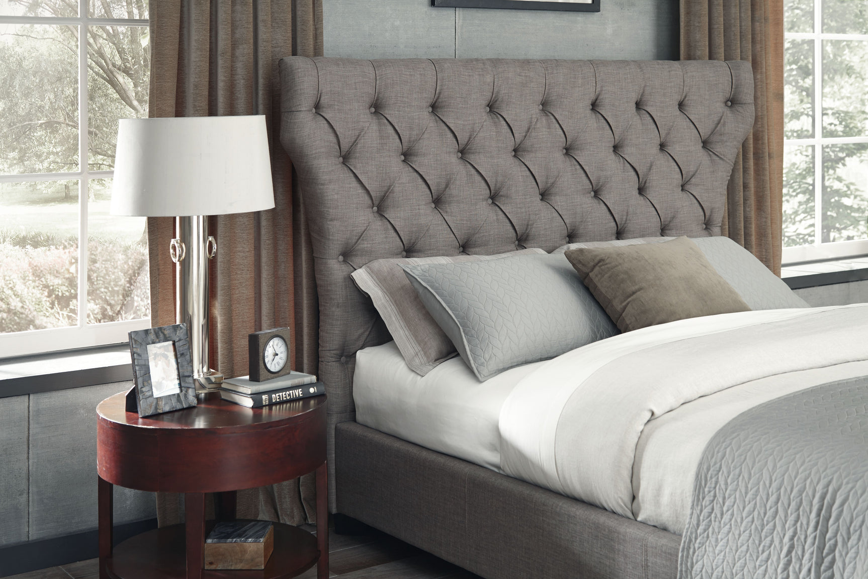 Melina Full Upholstered Footboard Storage Bed in Dolphin Linen - Ornate Home