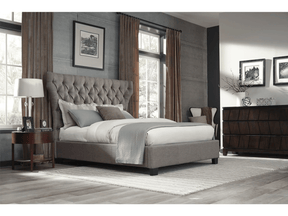 Melina California King Upholstered Platform Bed in Dolphin Linen - Ornate Home