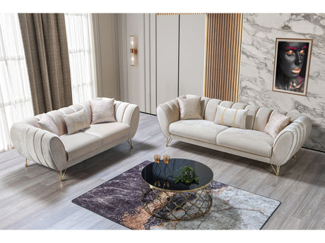 Melissa Ivory Velvet Sofa & Loveseat - Ornate Home