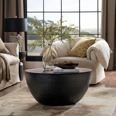 Mella Black 32 Inch Metal Hammered Coffee Table - Ornate Home