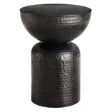 Mella Black Metal Hammered Side Table - Ornate Home