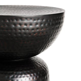 Mella Black Metal Hammered Side Table - Ornate Home