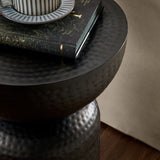 Mella Black Metal Hammered Side Table - Ornate Home