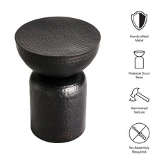 Mella Black Metal Hammered Side Table - Ornate Home
