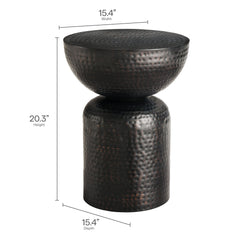 Mella Black Metal Hammered Side Table - Ornate Home