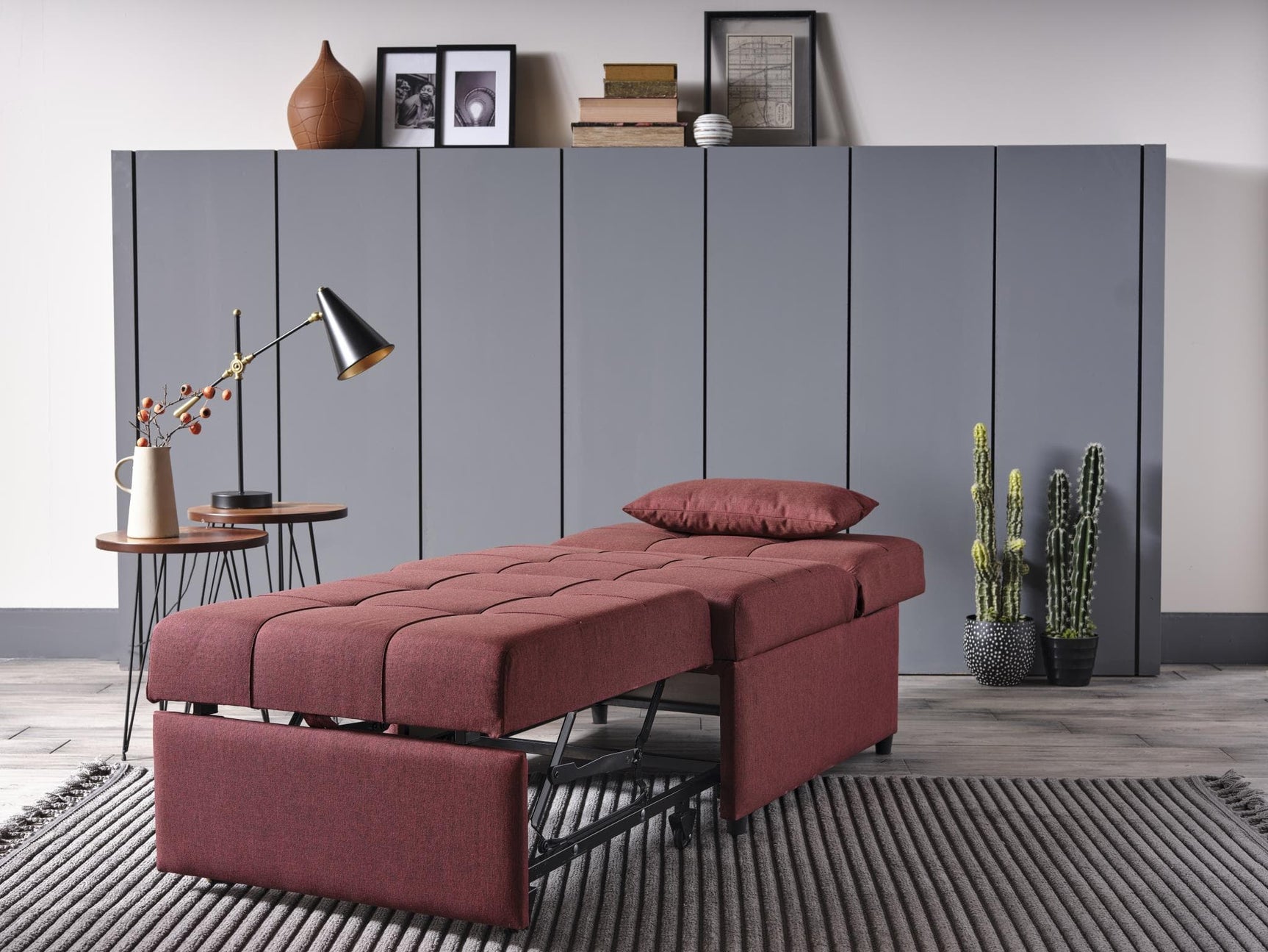 Mello Corvet Burgundy Pull Out Sleeper Chair - Ornate Home