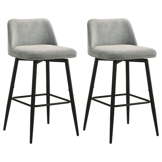 Mellor Grey Fabric Upholstered Swivel Bar Chair (Set Of 2) - Ornate Home