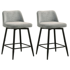Mellor Grey Fabric Upholstered Swivel Counter Chair (Set Of 2) - Ornate Home