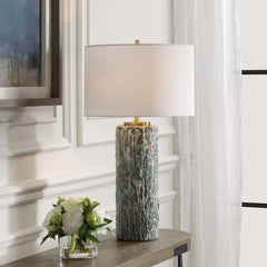 Meltdown Multicolor Ivory Teal Table Lamp - Ornate Home