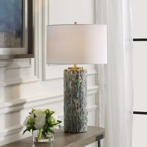 Meltdown Multicolor Ivory Teal Table Lamp - Ornate Home