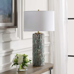 Meltdown Multicolor Ivory Teal Table Lamp - Ornate Home