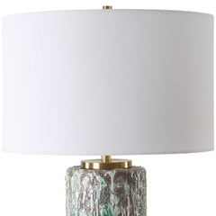 Meltdown Multicolor Ivory Teal Table Lamp - Ornate Home