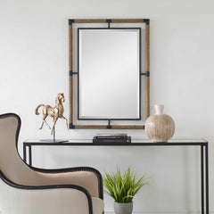 Melville Black/Brown Iron & Rope Mirror - Ornate Home