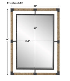 Melville Black/Brown Iron & Rope Mirror - Ornate Home