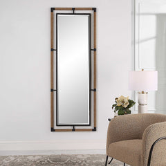 Melville Black/Brown Iron & Rope Tall Mirror - Ornate Home