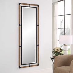 Melville Black/Brown Iron & Rope Tall Mirror - Ornate Home