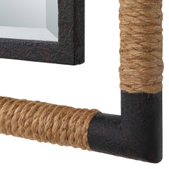 Melville Black/Brown Iron & Rope Tall Mirror - Ornate Home
