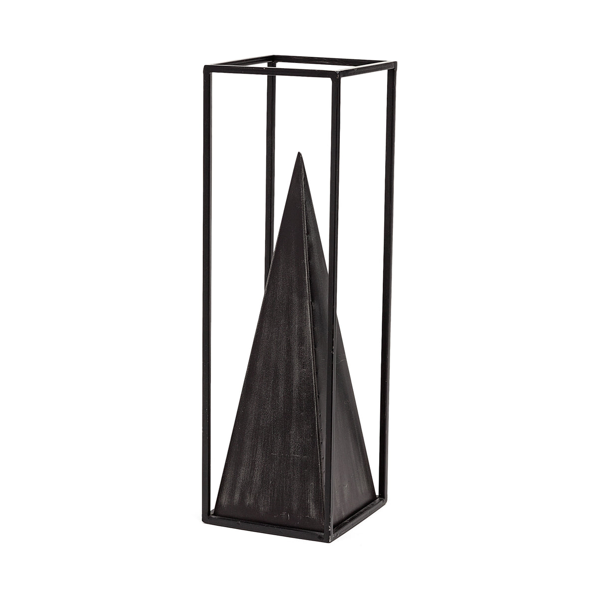 Memphis Black Large Metal Pyramid in a Square Frame - Ornate Home