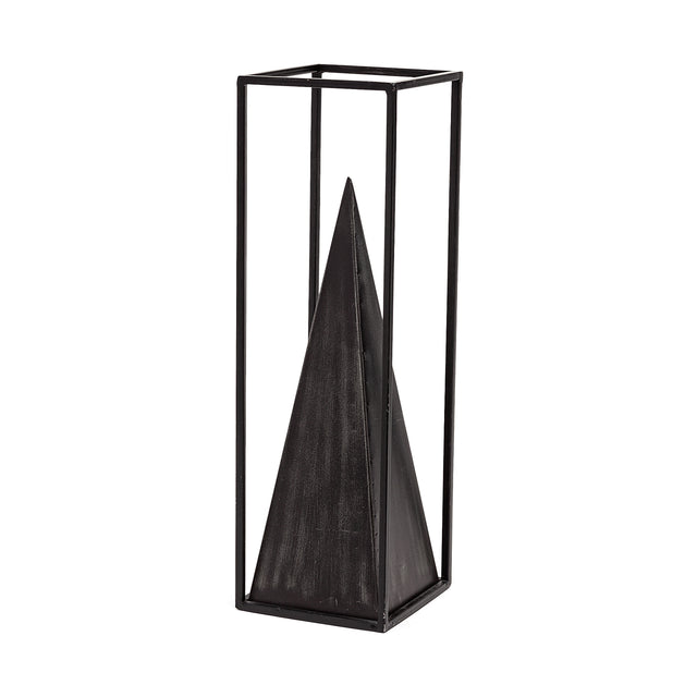 Memphis Black Large Metal Pyramid in a Square Frame - Ornate Home